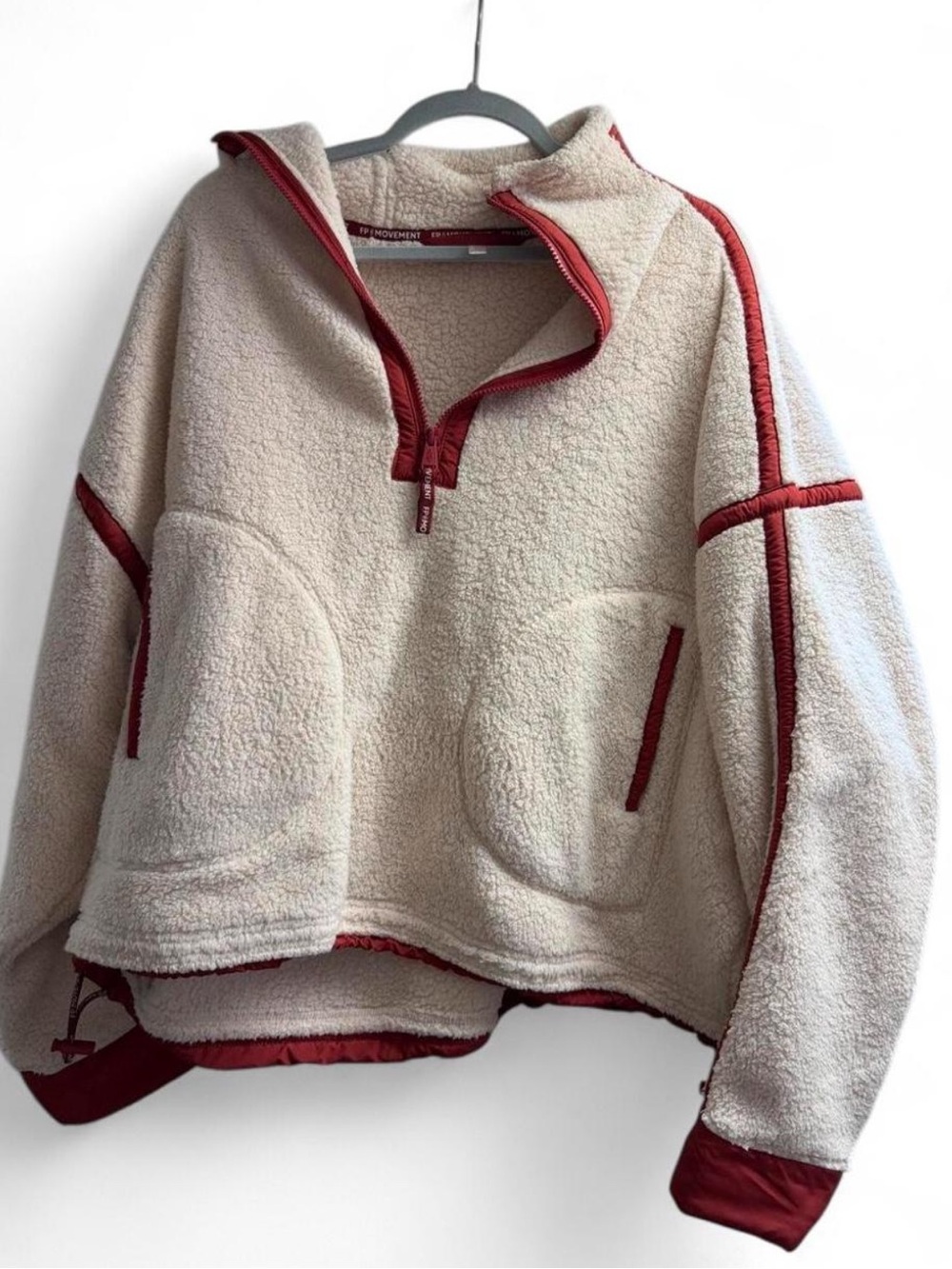 FP Movement by Free People Cream Teddy Pullover with Rust Trim